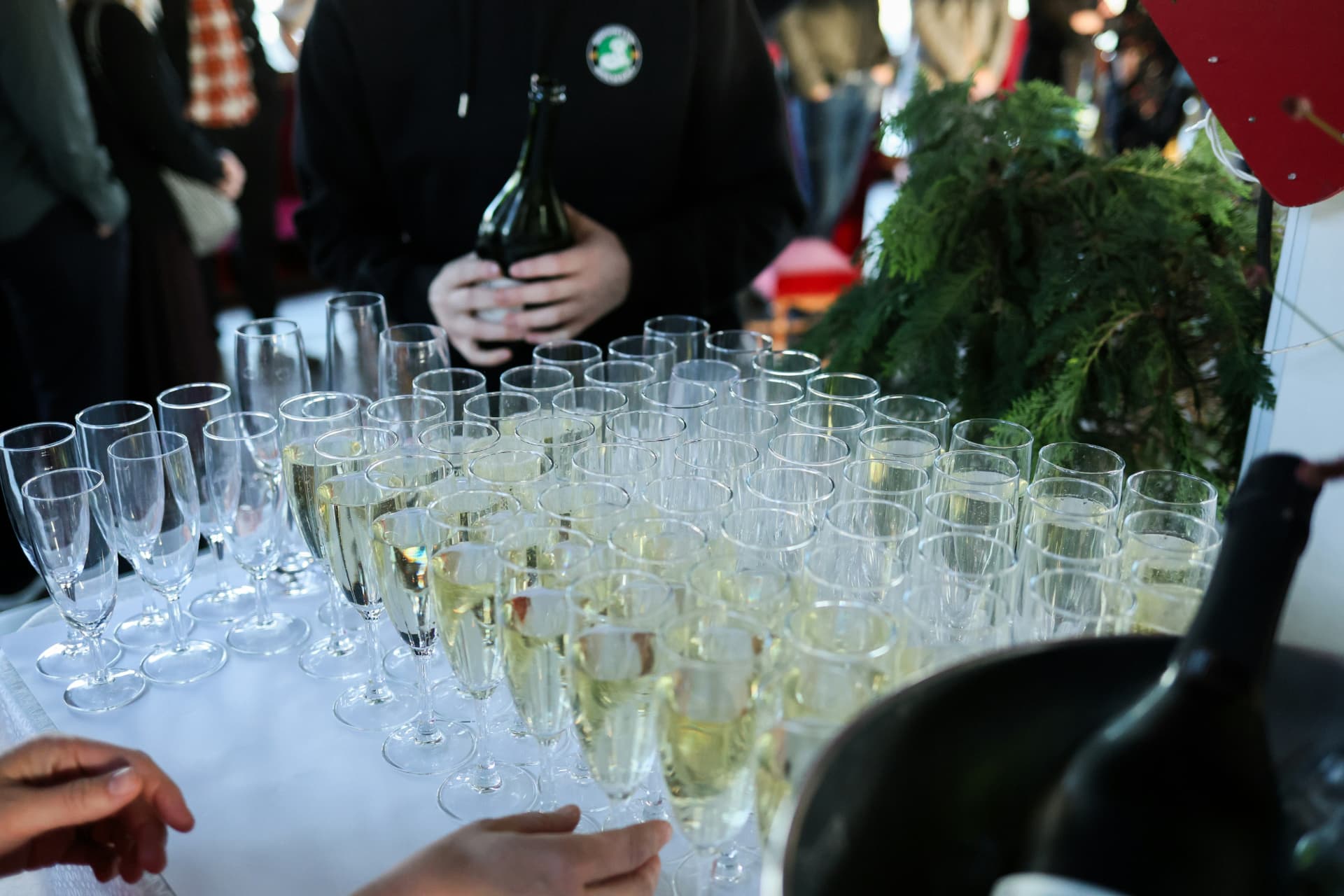 Champagneglass klare til velkomstskål